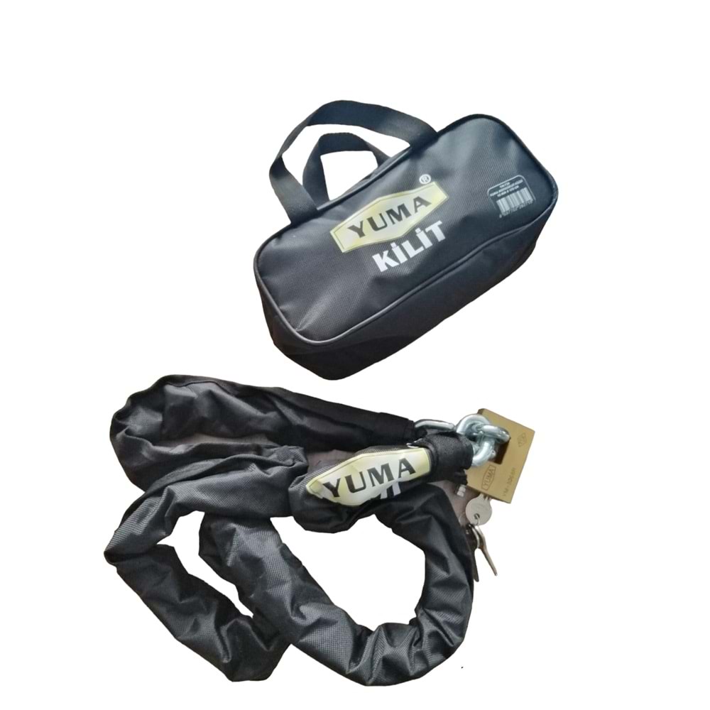 Yuma Kilit Yuma Yüksek Güvenlikli Kesilmez Zincirli asma Kilitli Motorsiklet Kilidi Çantalı Siyah( 170 cm-10 mm )