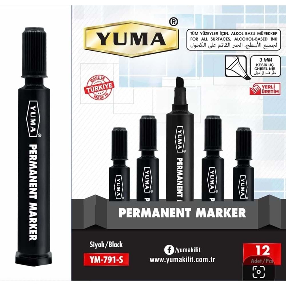 Yuma Koli Kalemi Yuvarlak Uçlu -Siyah-Kırmızı 12 Li