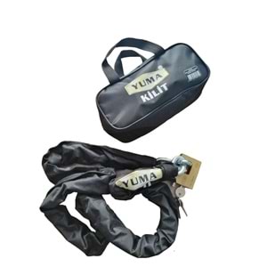 Yuma Kilit Yuma Yüksek Güvenlikli Kesilmez Zincirli asma Kilitli Motorsiklet Kilidi Çantalı Siyah( 170 cm-10 mm )