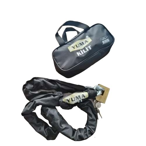 Yuma Kilit Yuma Yüksek Güvenlikli Kesilmez Zincirli asma Kilitli Motorsiklet Kilidi Çantalı Siyah( 170 cm-10 mm )